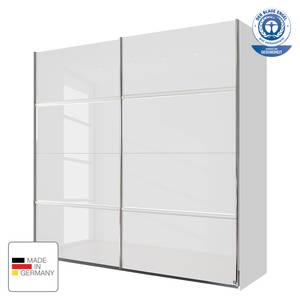 Armoire à portes coulissantes Erlangen Avec éclairage - Verre blanc / Blanc - Largeur : 226 cm