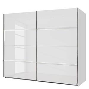 Armoire à portes coulissantes Erlangen Avec éclairage - Verre blanc / Blanc - Largeur : 271 cm