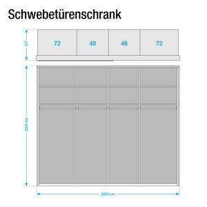 Schwebetürenschrank Faro Eiche teilmassiv - lackiert - Breite: 250 cm - Mit Passepartoutrahmen