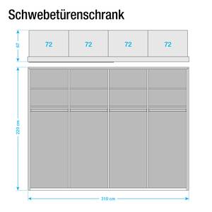 Schwebetürenschrank Faro Eiche teilmassiv - lackiert - Breite: 300 cm - Mit Passepartoutrahmen