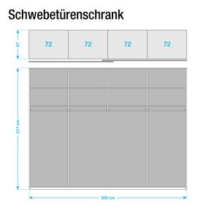 Schwebetürenschrank Faro Eiche teilmassiv - lackiert - Breite: 300 cm - Ohne Passepartoutrahmen