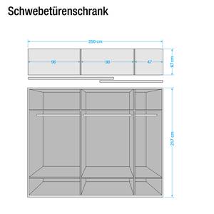 Armoire à portes coulissantes Florenz Aulne partellement massif - Largeur : 250 cm - Sans corniche - Sans éclairage