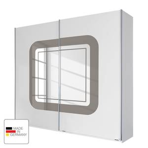 Armoire à portes coulissantes Greding Blanc alpin / Gris sable - Largeur : 271 cm - 3 portes