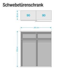 Schwebetürenschrank Bernau Graumetallic - Breite: 181 cm