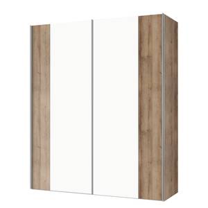 Schwebetürenschrank Navajo Eiche geplankt Dekor / Polarweiß - Breite: 150 cm - 2 Türen
