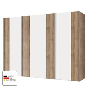 Zweefdeurkast Greenville Planken eikenhouten look/Poolwit - Breedte: 250 cm - 3 deuren