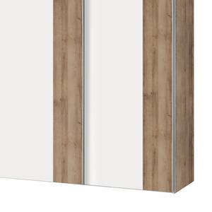 Zweefdeurkast Greenville Planken eikenhouten look/Poolwit - Breedte: 250 cm - 3 deuren