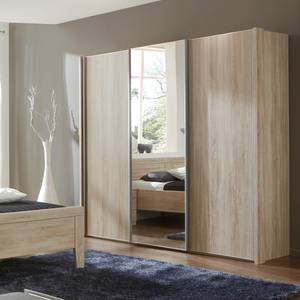 Schuifdeurkast II Meran grof gezaagde eikenhouten look - 225cm (3-deurs) - 1 spiegeldeur