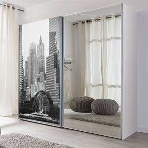 Armoire à portes coulissantes Kalkhorst Blanc - Largeur : 202 cm - 1 miroir