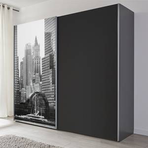 Armoire à portes coulissantes Kalkhorst Noir - Largeur : 202 cm - Sans portes miroir