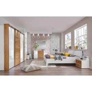 Armoire à portes pivotantes Kentucky Blanc alpin / Chêne massif - 200 x 216 cm - Sans cadre passepartout