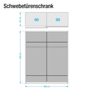 Schwebetürenschrank Kentucky Alpinweiß/Eiche massiv - 200 x 236 cm - Mit Passepartoutrahmen