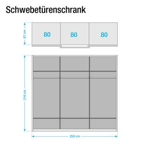 Schwebetürenschrank Kentucky Alpinweiß/Eiche massiv - 250 x 216 cm - Ohne Passepartoutrahmen