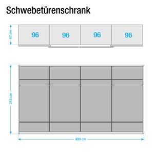 Schwebetürenschrank Kentucky Alpinweiß/Eiche massiv - 400 x 216 cm - Ohne Passepartoutrahmen