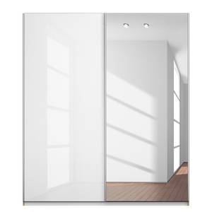 Schwebetürenschrank KiYDOO II Hochglanz Weiß / Eiche Riviera Dekor - 181 x 197 cm - Basic