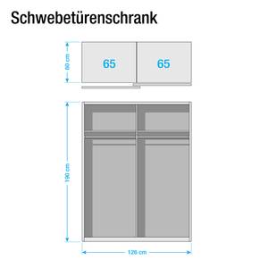 Schwebetürenschrank Big City Alpinweiß / Eichesägerau Dekor - 126 cm (2-türig) - Breite: 126 cm