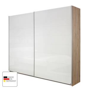 Armoire à portes coulissantes Lorca Blanc brillant / Imitation chêne de San Remo clair - Largeur : 181 cm