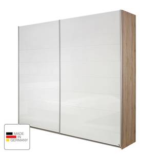 Armoire à portes coulissantes Lorca Blanc brillant / Imitation chêne de San Remo clair - Largeur : 226 cm