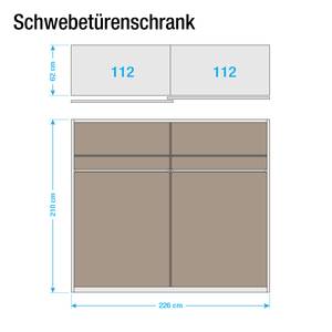 Schwebetürenschrank Lorca Hochglanz Weiß / Eiche Sanremo Hell Dekor - Breite: 226 cm