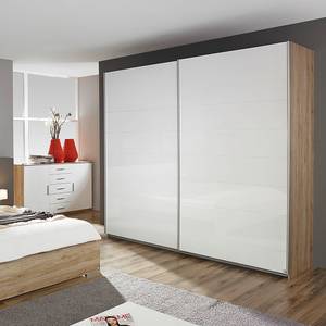 Armoire à portes coulissantes Lorca Blanc brillant / Imitation chêne de San Remo clair - Largeur : 271 cm