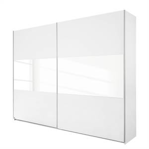 Armoire à portes coulissantes Loriga Blanc alpin / Verre blanc - Largeur : 175 cm