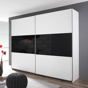 Armoire à portes coulissantes Loriga Blanc alpin / Verre noir - Largeur : 175 cm