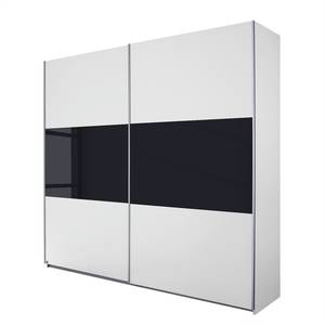 Armoire à portes coulissantes Loriga Blanc alpin / Verre noir - Largeur : 218 cm