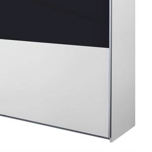 Armoire à portes coulissantes Loriga Blanc alpin / Verre noir - Largeur : 218 cm