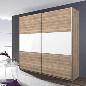 Schwebetürenschrank Loriga Eiche Sanremo Hell Dekor / Glas Weiß - Breite: 175 cm