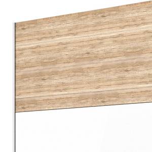 Armoire à portes coulissantes Loriga Imitation chêne de San Remo clair / Verre blanc - Largeur : 218 cm