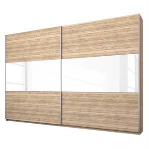 Zweefdeurkast Loriga Lichte San Remo eikenhouten look/wit glas - Breedte: 261 cm