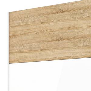 Armoire à portes coulissantes Loriga Imitation chêne de Sonoma / Verre blanc - Largeur : 218 cm
