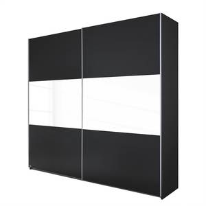 Armoire à portes coulissantes Loriga Gris métallisé / Verre blanc - Largeur : 261 cm