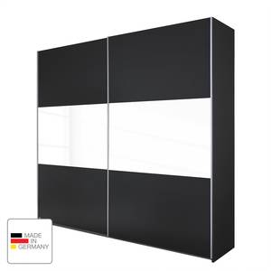 Schwebetürenschrank Loriga Graumetallic / Glas Weiß - Breite: 261 cm