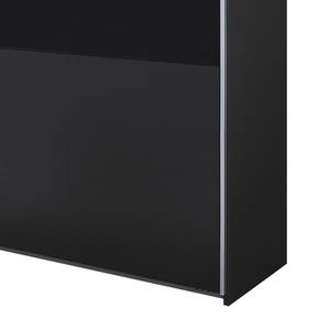 Armoire à portes coulissantes Loriga Gris métallisé / Verre noir - Largeur : 218 cm