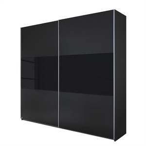 Armoire à portes coulissantes Loriga Gris métallisé / Verre noir - Largeur : 261 cm