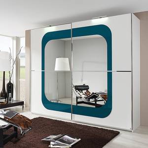 Armoire à portes coulissantes Lumos Blanc alpin / Bleu pétrole - 270 x 236 cm