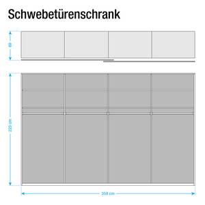 Schuifdeurkast Lumos Alpinewit/petrolblauw - 359 x 223 cm