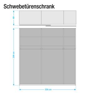 Schuifdeurkast Lumos Alpinewit/petrolblauw - 226 x 236 cm