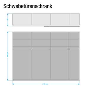 Schwebetürenschrank Lumos Alpinweiß / Petrol - 316 x 236 cm