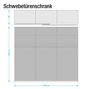 Schwebetürenschrank Lumos Alpinweiß / Basalt - 270 x 223 cm