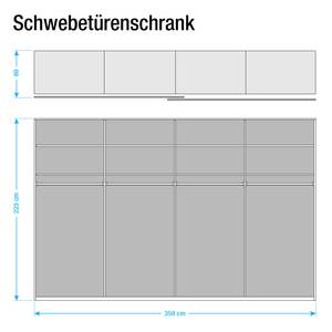 Schwebetürenschrank Lumos Alpinweiß / Basalt - 359 x 223 cm
