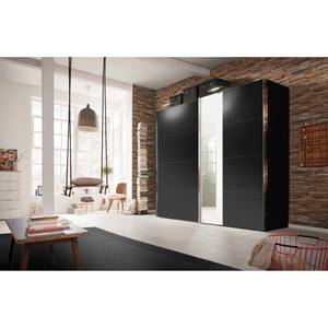 Armoire à portes coulissantes Madrid Noir / Verre miroir - Largeur : 250 cm