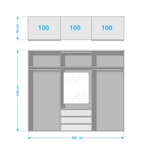 Schwebetürenschrank Magic Glas I glas grijs /eikenhouten planken-look - 236cm - Hoogte: 236 cm