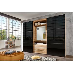 Armoire portes coulissantes Magic Glas verre gris / Imitation planches de chêne - 236 cm - Hauteur : 236 cm