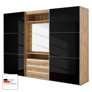 Schwebetürenschrank Magic Glas I Glas Grau / Plankeneiche Dekor - Höhe: 216 cm