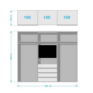 Schwebetürenschrank Magic Glas II Glas Grau / Plankeneiche Dekor