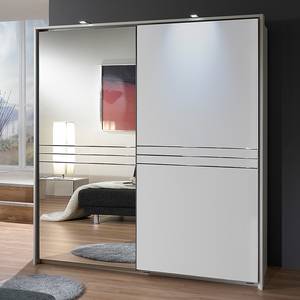 Armoire à porte coulissante Medina Blanc alpin / Demi - miroir - Largeur d'armoire : 200 cm - 2 portes