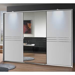 Armoire à porte coulissante Medina Blanc alpin / Demi - miroir - Largeur d'armoire : 300 cm - 3 portes