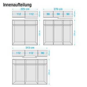 Armoire à portes coulissantes Medley I Blanc alpin / Imitation chêne sauvage - Largeur x hauteur : 225 x 210 cm - 2 portes